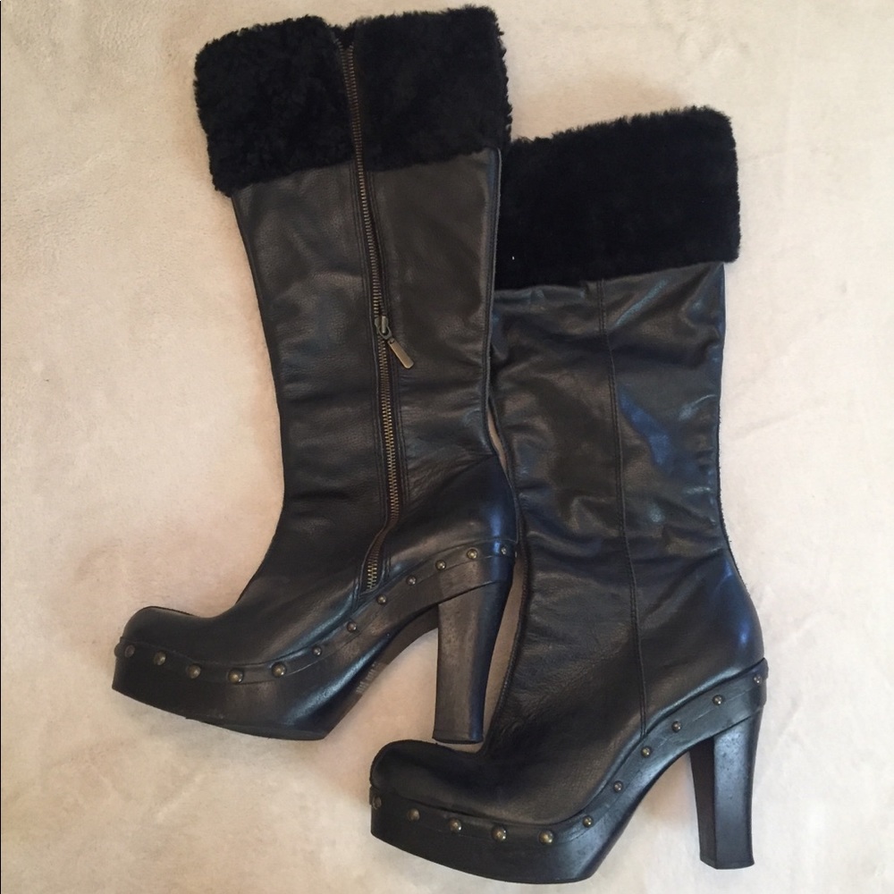 Leather and wood boots